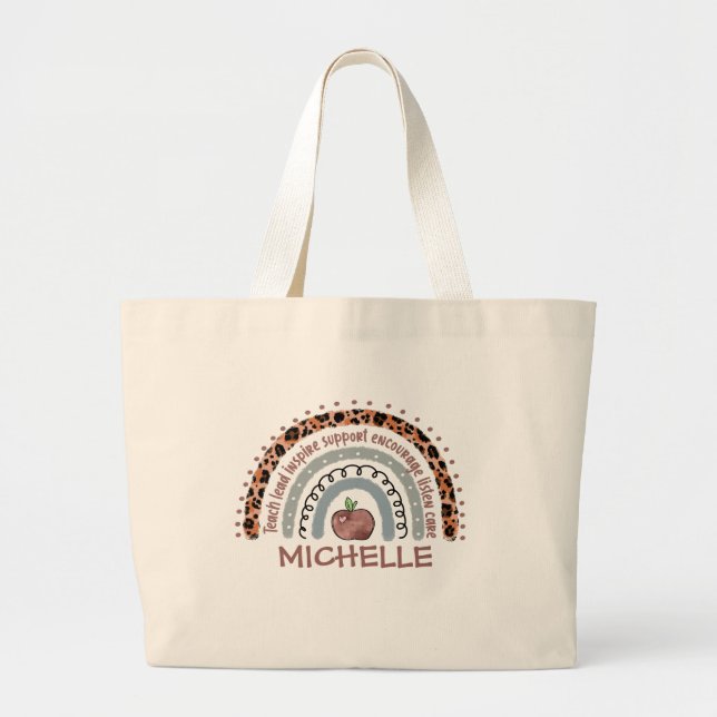 Bolso De Tela Gigante Profesora personalizada de arco iris (Frente)