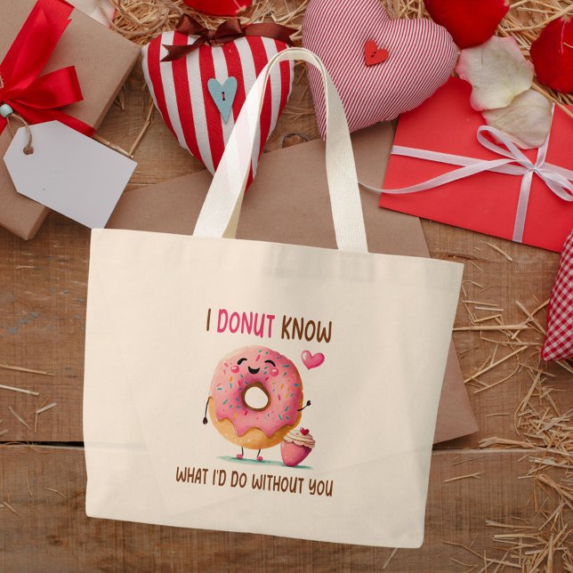 Bolso De Tela Gigante Propuesta De La Noviaria De 2 Lados De Cute Donut  (Lovely Donut Tote Bag)