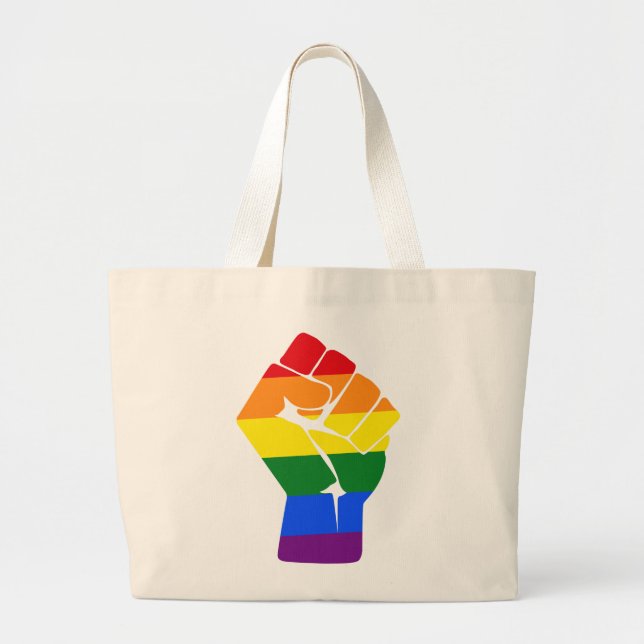 Bolso De Tela Gigante Protesta aumentada arco iris del puño del #Resist (Frente)
