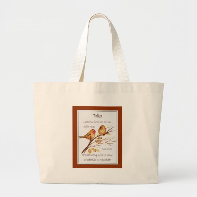 Bolso De Tela Gigante Proverbios de la Escritura Madre Cristiana 31 (Frente)