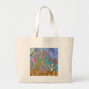 Bolso De Tela Gigante Psicodelia Seahorse Sea Turtle Art