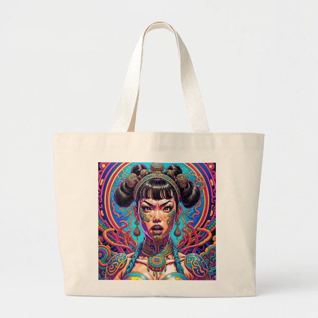 Bolso De Tela Gigante ¡Psicodélico, di qué! Arte (Frente)