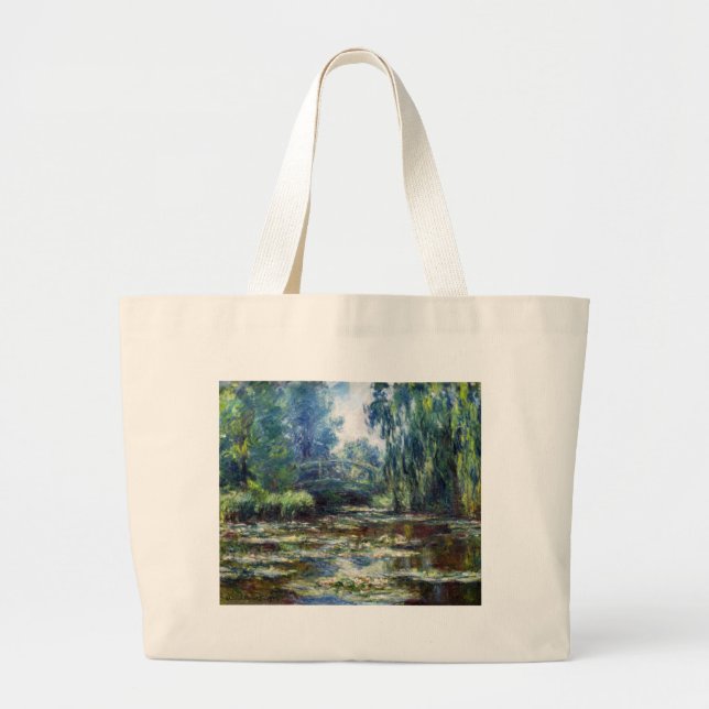 Bolso De Tela Gigante Puente de Claude Monet sobre la charca del lirio (Frente)
