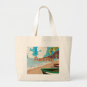 Bolso De Tela Gigante Puerto Rico Vintage Travel Poster