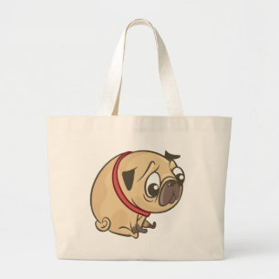 Bolso De Tela Gigante Pug Divertido Mamá Perrito Lindo Papá Perro Dibujo