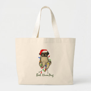 Bolso De Tela Gigante Pug Dog Bah Humpug Navidades graciosos