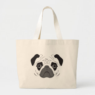 Bolso De Tela Gigante Pug Face Silhouette