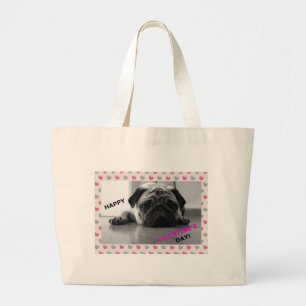 Bolso De Tela Gigante Pug Feliz Día de San Valentín
