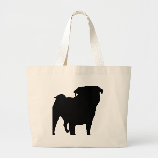 Bolso De Tela Gigante Pug Silhouette (Frente)