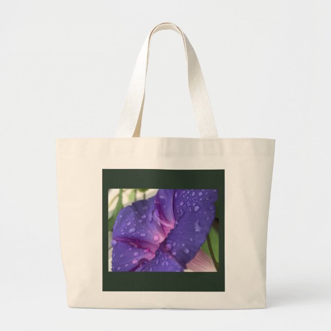 Bolso De Tela Gigante Purple Dewdrop Morning Glory  (Frente)