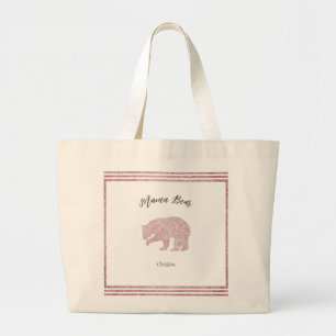 Bolso De Tela Gigante Purpurina moderno y Moda Rosa Mamá oso