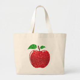 Bolso De Tela Gigante Purpurina rojo de imitación de Apple