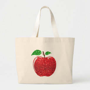 Bolso De Tela Gigante Purpurina rojo de imitación de Apple