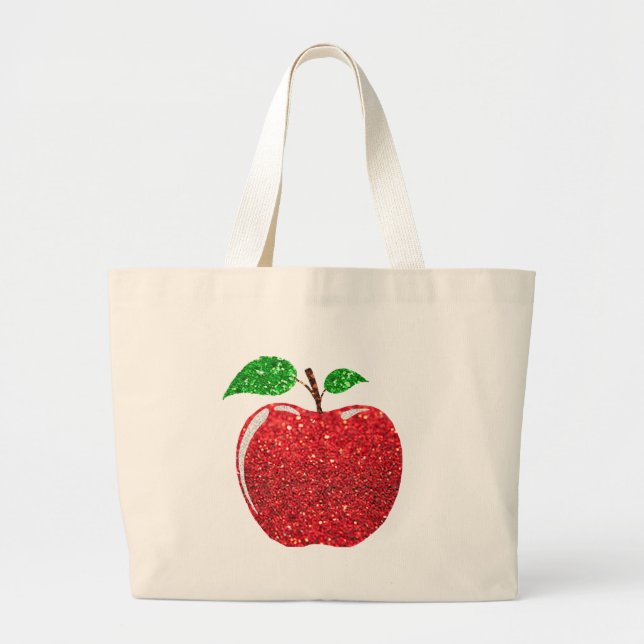 Bolso De Tela Gigante Purpurina rojo de imitación de Apple (Frente)