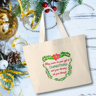 BOLSO DE TELA GIGANTE QUE LA PAZ SEA TU REGALO A LOS NAVIDADES