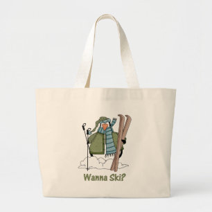 Bolso De Tela Gigante ¿Quieres esquiar? Pingüino Tees y regalos