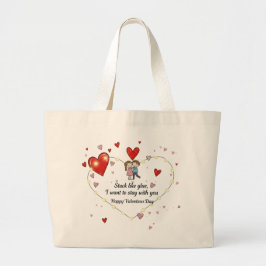 Bolso De Tela Gigante Quiero quedarme contigo pareja corazón de San Vale