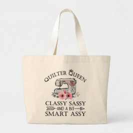 Bolso De Tela Gigante Quilter Queen Funny masticando artesanías Florales