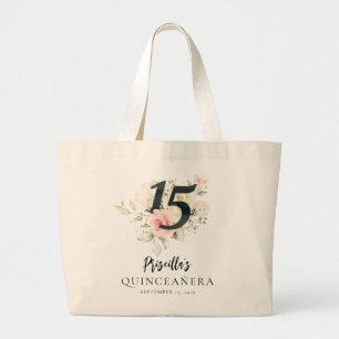 Bolso De Tela Gigante Quinceanera floral Quinceanera 15 cumpleaños Keeps