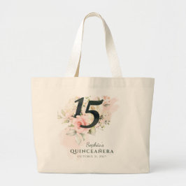 Bolso De Tela Gigante Quinceanera Rústica Floral Rosa 15º cumpleaños