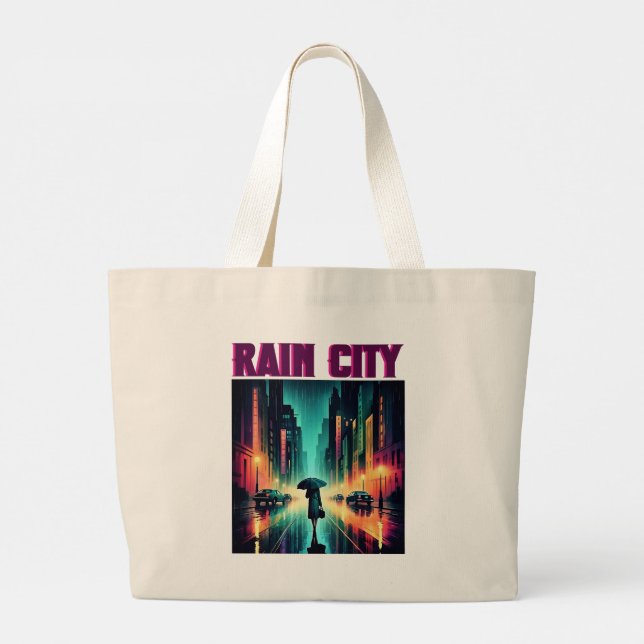 Bolso De Tela Gigante Rain City (Reverso)