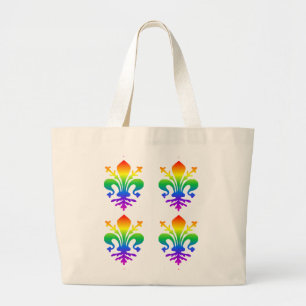Bolso De Tela Gigante Rainbow Fleur-de-lis