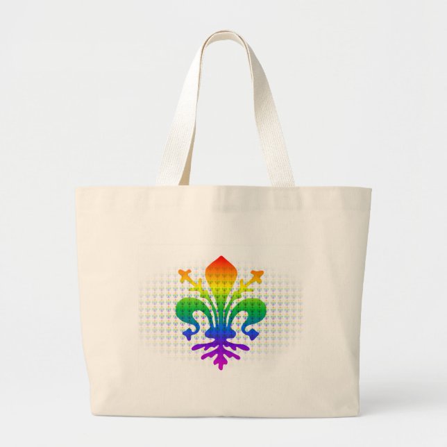 Bolso De Tela Gigante Rainbow Fleur-de-lis (Frente)
