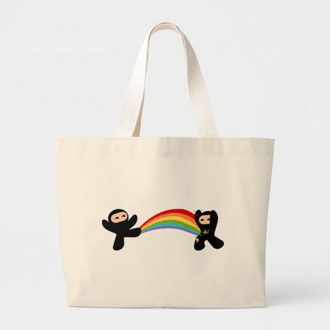 Bolso De Tela Gigante Rainbow Ninja Kick (Frente)