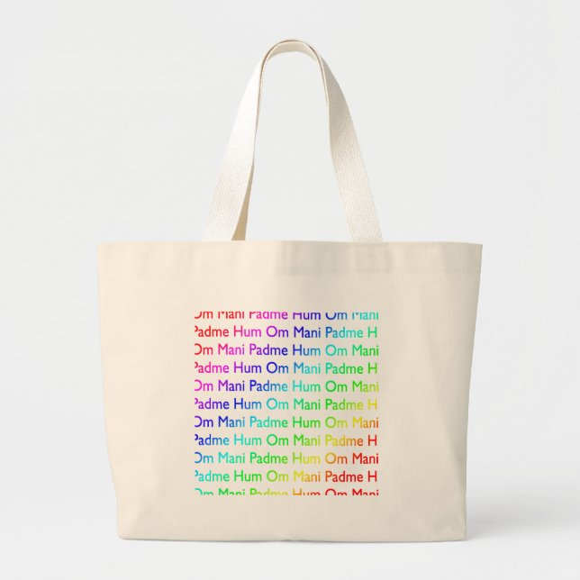 Bolso De Tela Gigante Rainbow Om Mani Padme Hum (Frente)