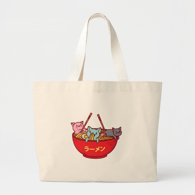 Bolso De Tela Gigante Ramen japoneses adorables divertidos del gato del (Frente)
