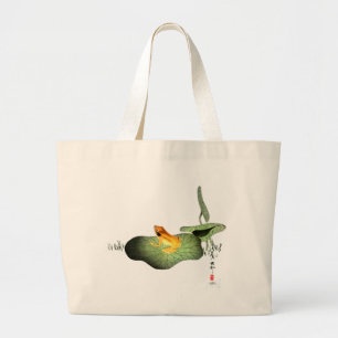 Bolso De Tela Gigante Rana amarilla en Lotus Leaf