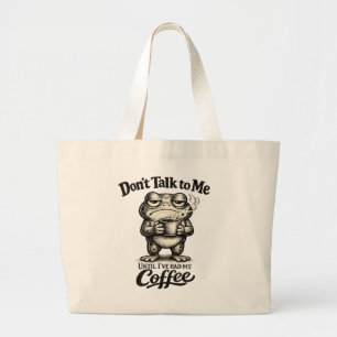 Bolso De Tela Gigante Rana Gruñona Divertida Bebiendo Café
