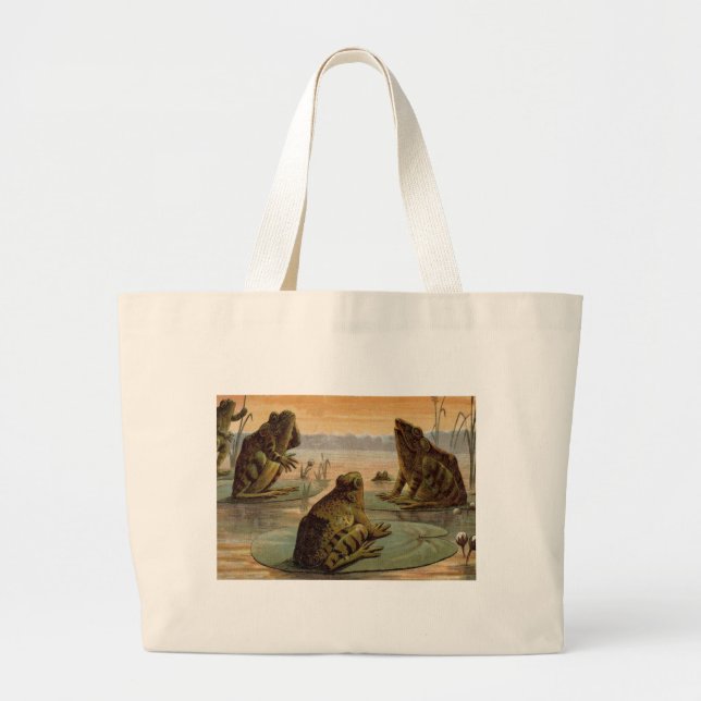 Bolso De Tela Gigante Ranas Lily Pads Moon Ilustracion (Frente)