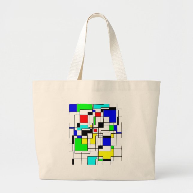 Bolso De Tela Gigante Random Squares Homage A Mondrian (Frente)