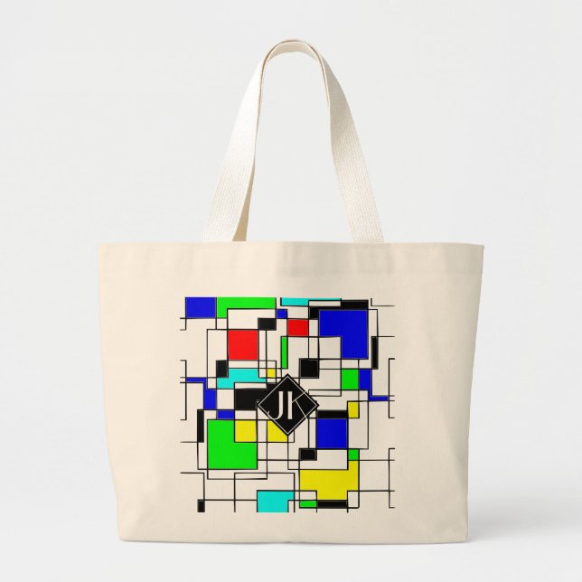 Bolso De Tela Gigante Random Squares Homenaje A Mondrian (Frente)
