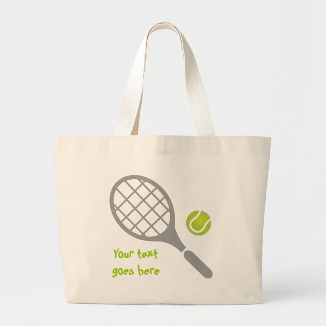 Bolso De Tela Gigante Raqueta de tenis y personalizado de pelotas (Frente)