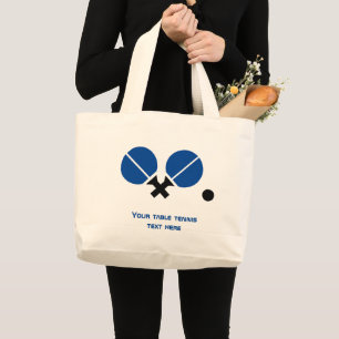 Bolso De Tela Gigante Raquetas de ping pong de ping pong y pelota azul n