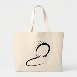 Bolso De Tela Gigante Ratón japonés Sumi E Pintura de pincel
