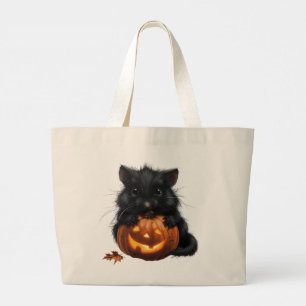 Bolso De Tela Gigante Ratón Negro Sobre Calabaza