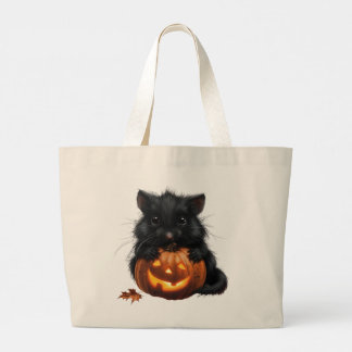 Bolso De Tela Gigante Ratón Negro Sobre Calabaza