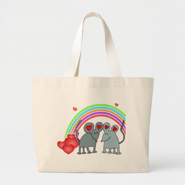 Bolso De Tela Gigante Ratones en San Valentín de amor (Frente)