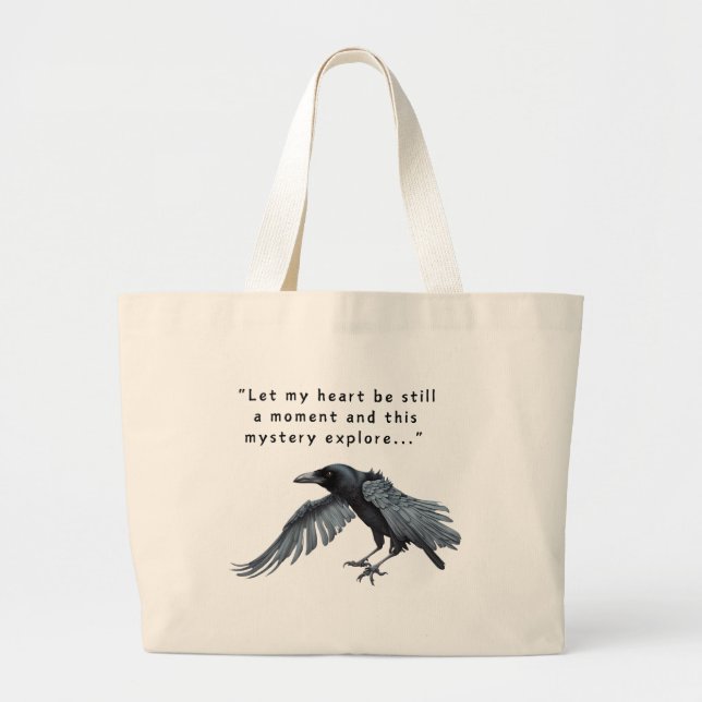 Bolso De Tela Gigante Raven con la cita de Poe Tote Bag (Frente)