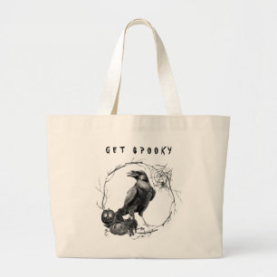 Bolso De Tela Gigante Raven negro grande o gallo Halloween gótico espant