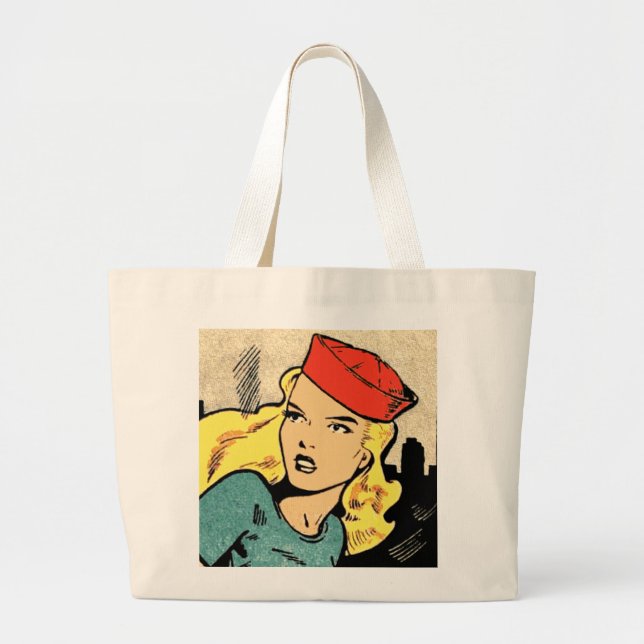 Bolso De Tela Gigante Ravishing Blond Comic Book Heroine (Frente)