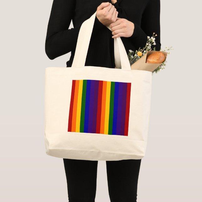 Bolso De Tela Gigante Rayas arcoiris (Anverso (producto))