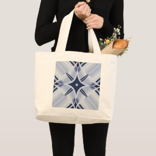 Bolso De Tela Gigante Rayas de armonía azul y gris