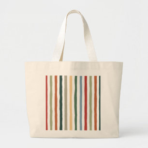 Bolso De Tela Gigante Rayas dibujadas a mano en colores inspirados en el