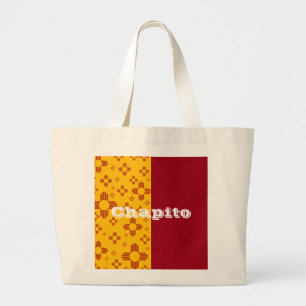 Bolso De Tela Gigante Rayas verticales Zia Sol Rojo Amarillo Nuevo Méxic