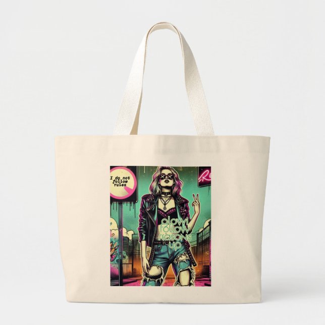 Bolso De Tela Gigante Rebel Girl – I Do Not Follow Rules (Frente)