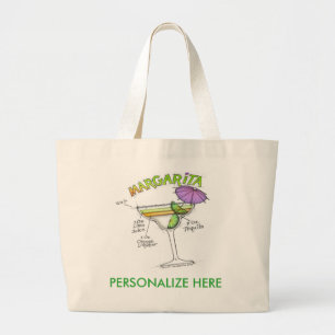 BOLSO DE TELA GIGANTE RECETA DE MARGARITA COCTELERÍA ARTE